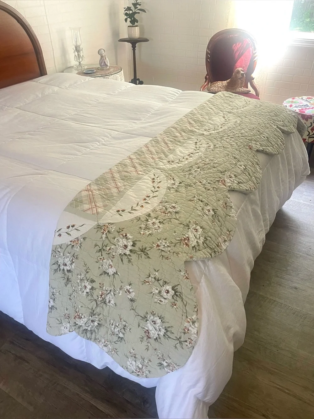 Vintage Waverly Hand Quilted Coverlet Cotton Garden Room Magnolia 72x84